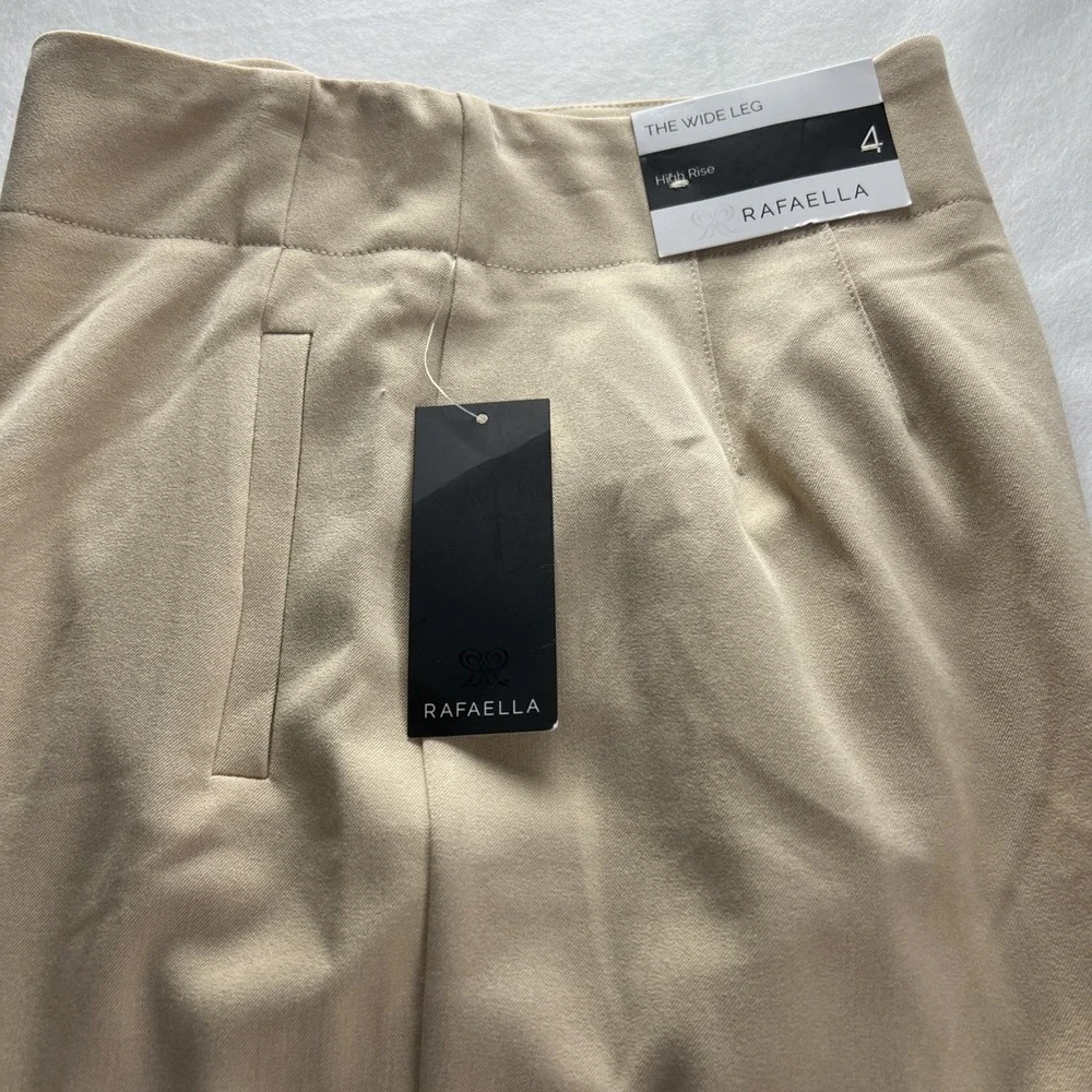 Rafaella Women Dress Pants Size 4 The Wide Leg High Rise RSBSE068 Irish Cream F3